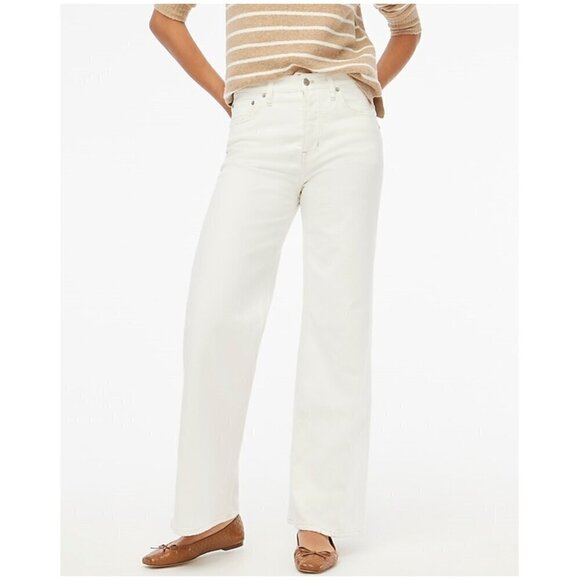 J. Crew Premium Edition Vintage Wide-Leg Stretch Jeans Button Fly White 25 NWT - Picture 1 of 8